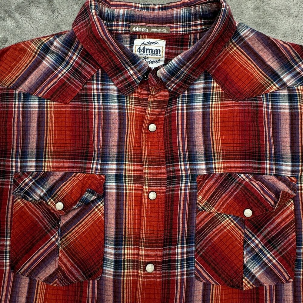 44 MM Plaid Shirt Men's Size X-Large Pearl Snap Long Sleeve - Picture 7 of 13